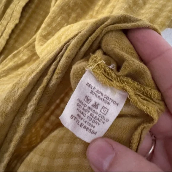 Anthropologie Checkered Tunic Hem Thread Medium Cottagecore Coastal Cowgirl Boho - Picture 9 of 14